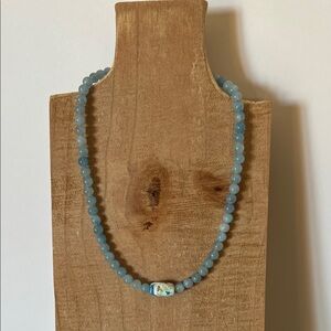 Aquamarine Beaded Choker with Glass Accent